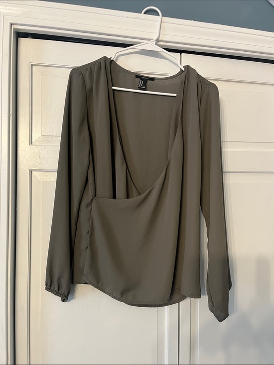 Forever 21 Tops - forever 21 Olive green Draped Crossover Blouse v neck